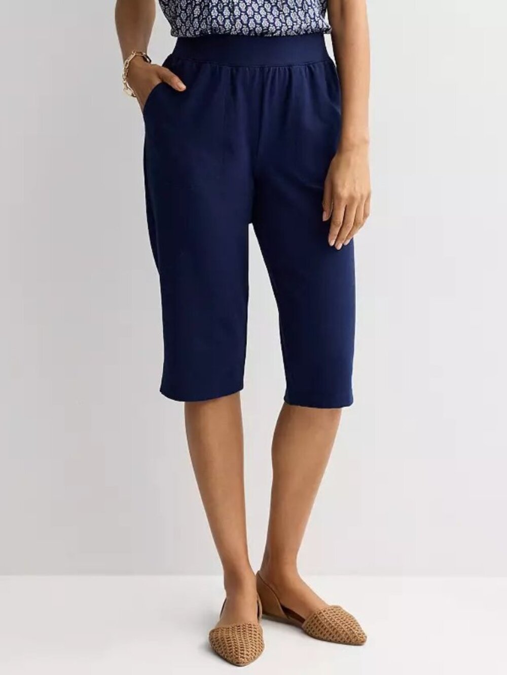 NWT XXL Navy Women's Croft & Barrow® Easy Pull on Knit Skimmer Shorts 50% off